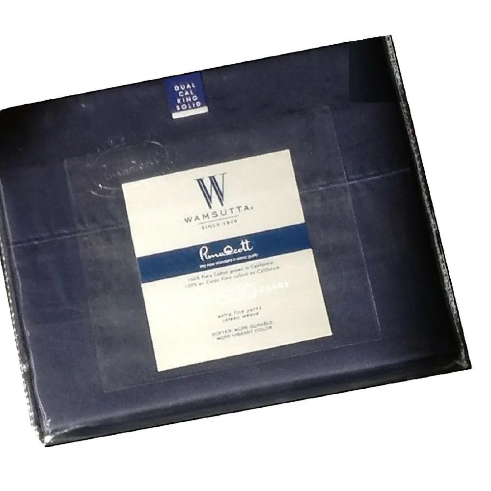 five-piece NAVY Wamsutta 500 TC 100% Cotton SPLIT CAL KING Sheet Set a.k.a. DUAL
